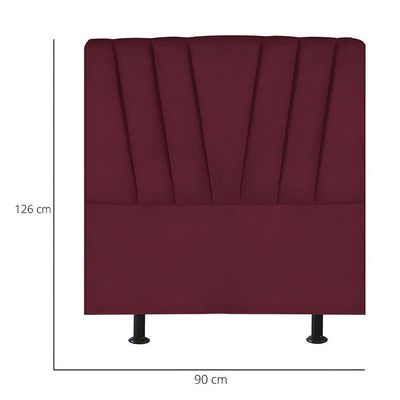 Cabeceira Estofada Cama Box Solteiro 90 Cm Louise Suede Bordô