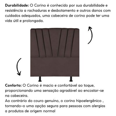 Cabeceira Estofada Cama Box Solteiro 90 Cm Louise Corino Marrom