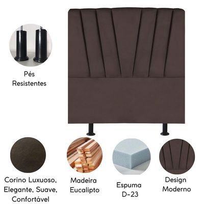 Cabeceira Estofada Cama Box Solteiro 90 Cm Louise Corino Marrom