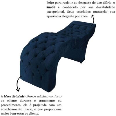 Maca Estofada Estética Cílios Salão Spa Suede Yasmim Azul Marinho