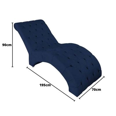 Recamier Divã Espreguiçadeira Para Sala Cliníca Elisa Veludo Azul Marinho
