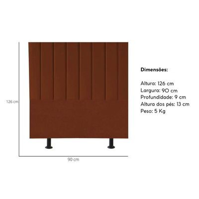 Cabeceira Estofada Cama Box Solteiro 90 Cm Maria Veludo Terracota