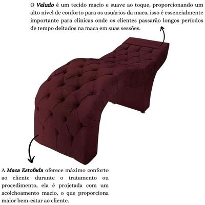 Maca Estofada Estética Cílios Salão Spa Veludo Yasmim Bordô