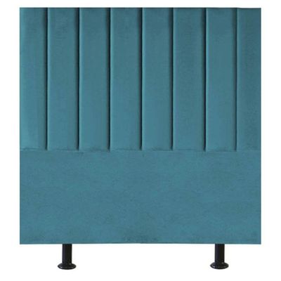 Cabeceira Estofada Cama Box Solteiro 90 Cm Alice Suede Azul Turquesa