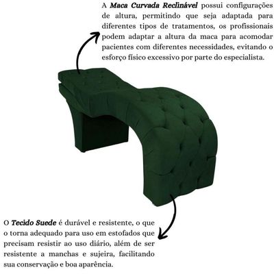 Maca Estética Estofada Reclinável Ergonômica Suede Vanessa Verde