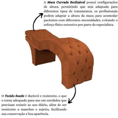 Maca Estética Estofada Reclinável Ergonômica Suede Vanessa Terracota