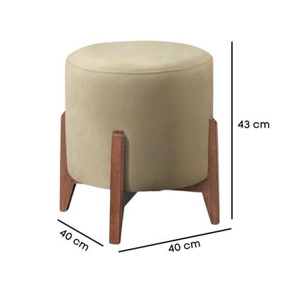 Kit 2 Puff Decorativo Para Sala Redondo Luxo Atenas Corino Bege