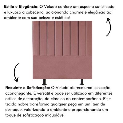 Cabeceira Estofada Cama Casal 140 Cm Luana Veludo E Frame Rosé