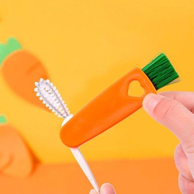 Escova De Limpeza Multiuso Para Teclado Cantos Frisos Notebooks 3 Em 1 Cor:laranja