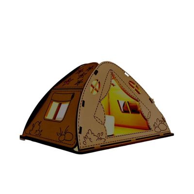 Castiçal Camping Com Vela Eletrônica - Marrom