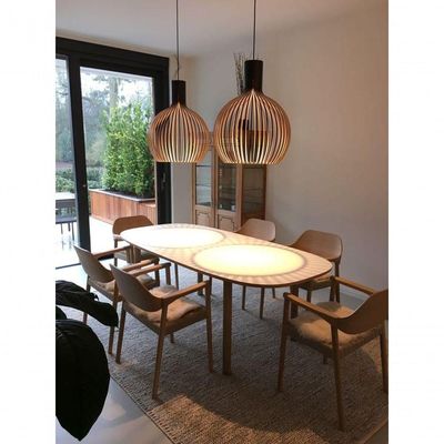 Luminária Teto Tipo Pendente Em Mdf - Completa Cor: Preta