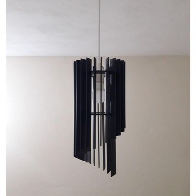 Luminária Teto Tipo Pendente Mística Mdf - Completa Cor: Preta