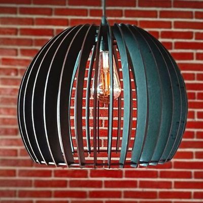 Luminária Teto Tipo Pendente Em Mdf Universo - Completa Cor: Mdf Cru