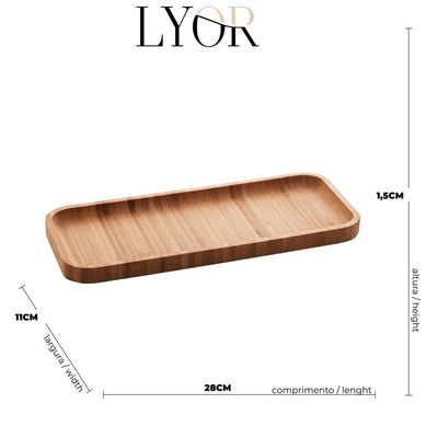 Kit Com 2 Bandejas De Bambu Retangular 28x11x1,5cm