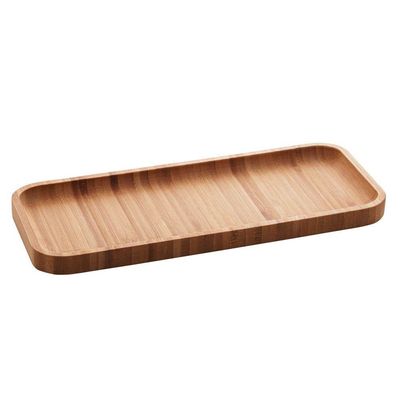 Kit Com 2 Bandejas De Bambu Retangular 28x11x1,5cm