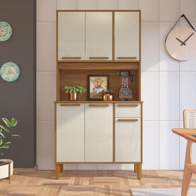 Cozinha Lagos 6 Portas 1 Gaveta Freijo Com Off White Indekes
