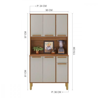 Cozinha Lagos 6 Portas 1 Gaveta Freijo Com Off White Indekes