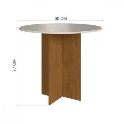 Mesa De Jantar Redonda 90x90 Aline Freijo Off White Indekes