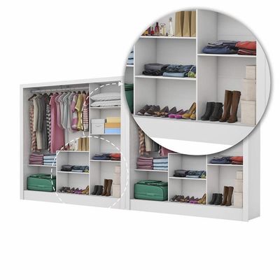 Closet Casal Duplo Fortaleza 6 Portas Premium 12 Prateleiras Branco