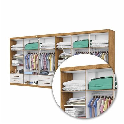 Closet Casal Duplo Lu 12 Portas 8 Gavetas Cinamomo Com Off White