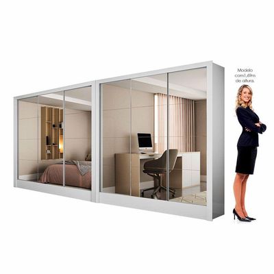 Closet Casal Duplo Fortaleza 6 Portas Premium 12 Prateleiras Branco
