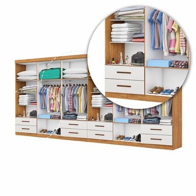 Closet Casal Duplo Lu 12 Portas 8 Gavetas Cinamomo Com Off White