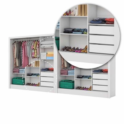 Closet Casal Duplo Dubai 6 Portas Plus 6 Gavetas Branco