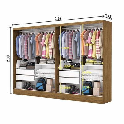 Closet Casal Duplo Belém 4 Portas 4 Gavetas Carioca Móveis Cinamomo Com Off White