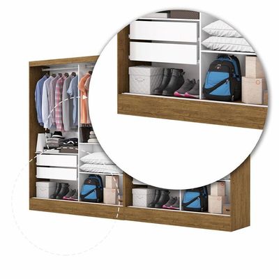 Closet Casal Duplo Belém 4 Portas 4 Gavetas Carioca Móveis Cinamomo Com Off White