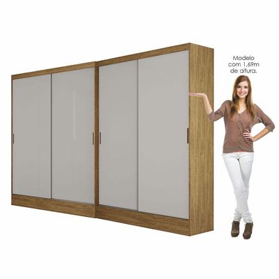 Closet Casal Duplo Belém 4 Portas 4 Gavetas Carioca Móveis Cinamomo Com Off White