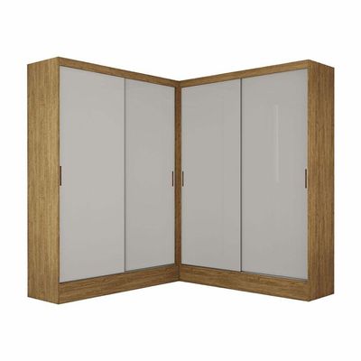 Closet Casal Duplo Belém 4 Portas 4 Gavetas Carioca Móveis Cinamomo Com Off White