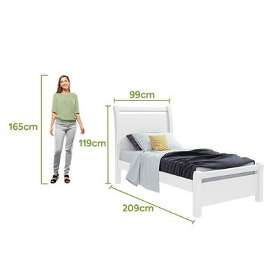 Cama Solteiro Reali - Lopas Branco.
