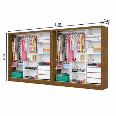 Closet Casal Duplo Dubai 6 Portas Plus 6 Gavetas Cinamomo