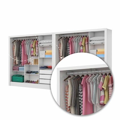 Closet Casal Duplo Dubai 6 Portas Com Espelho 6 Gavetas Branco