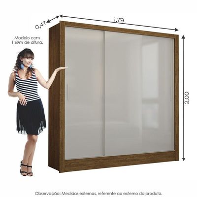 Guarda Roupa Casal Fortaleza 3 Portas Carioca Móveis Cinamomo Com Off White