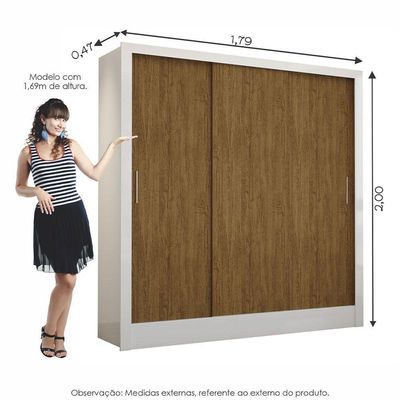 Guarda Roupa Casal Fortaleza 3 Portas Carioca Móveis Branco Cinamomo