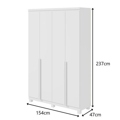 Guarda-roupas 4 Portas 2 Gavetas 100% Mdf Alonzo Sem Espelho E Com Pés - Lopas Branco