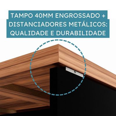 Mesa Escrivaninha Retangular Office 150cm Pé Painel Nogal/preto