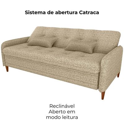 Sofa Cama 2 Lugares 206 Cm Donna Linho Vancouver E488 Palha Milani Store Palha