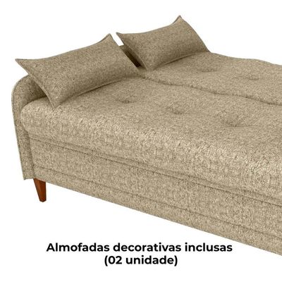 Sofa Cama 2 Lugares 206 Cm Donna Linho Vancouver E488 Palha Milani Store Palha