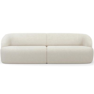 Sofá 4 Lugares Curvo Orgânico Living 280cm Barolo L06 Bouclê Off White
