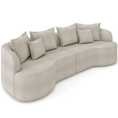 Sofá 4 Lugares Orgânico Living 290cm Ekos K01 Bouclê Bege - Lyam Decor