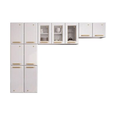 Kit de Cozinha Compacta Diamante New c/ 11 Portas ( 3 c/ Vidro ) Branco - Telasul