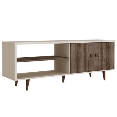 Rack Bancada p/ TV até 60 Pol Retrô c/ 2 Portas 160cm Off White/Rustico - Movelbento