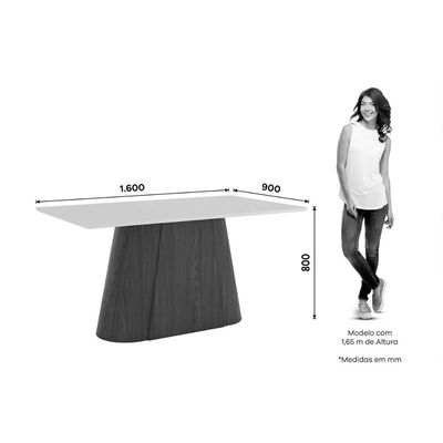 Mesa de Sala Jantar Olivia SC119 c/ Tampo Madeirado Reto 160x90cm Nature/Off White - Henn