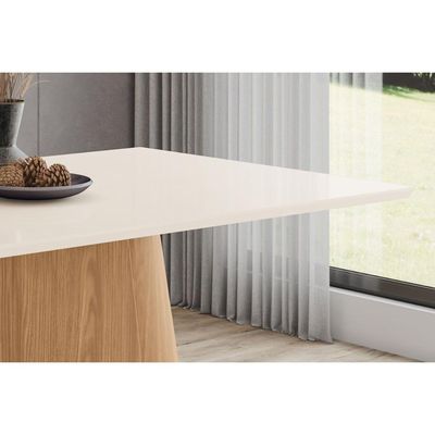 Mesa de Sala Jantar Olivia SC119 c/ Tampo Madeirado Reto 160x90cm Nature/Off White - Henn