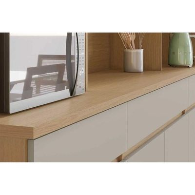 Cozinha Compacta Realeza c/ 4 Portas 5 Nichos e 2 Gavetas 160cm Carvalho/Titânio - Nesher