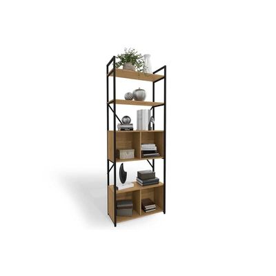 Estante Livreiro Casal Industrial Alta LI018 c/ 4 Portas 72x200cm Canela/Branco - Kappesberg