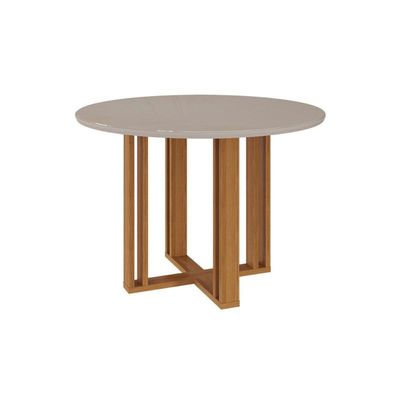 Mesa p/ Cozinha Flora c/ Tampo Madeirado c/ Vidro 109X109cm Nature/Off White - Cimol