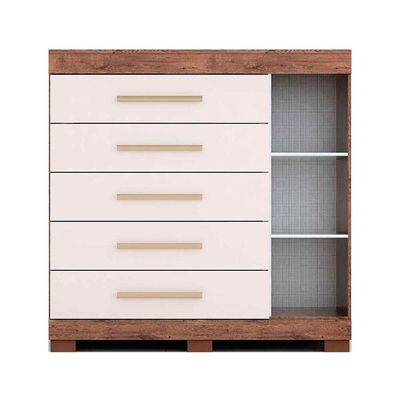 Cômoda Casal Rayane 1 Porta e 5 Gavetas c/ Sapateira Cinamomo/Off White - ACP